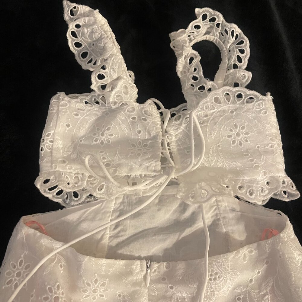 Marlo Kids White Embroidered Eyelet Dress Girls 7–8 New With Tags - Picture 9 of 12
